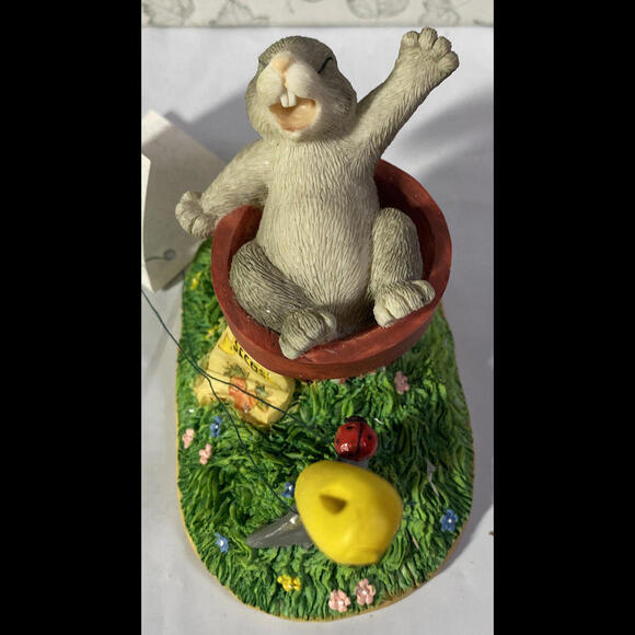 Charming Tails by Dean Griff ~ GARDENING BREAK ~  Bunny In A Flower Pot in Box - Picture 8 of 9